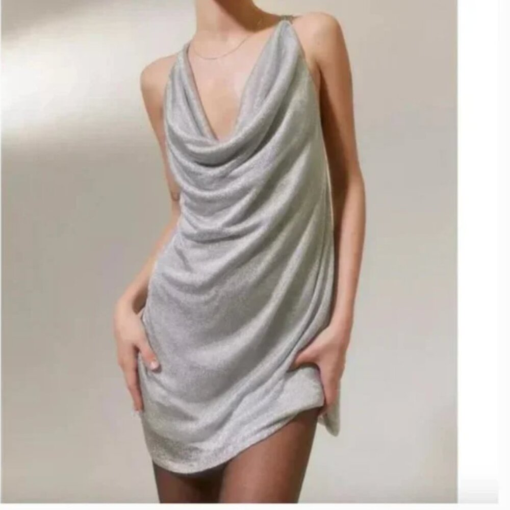 ⭐️ UO Issa Vibe Chainmail Hipster Elegant Cowl Hipster Hippie Glam Mini Dress